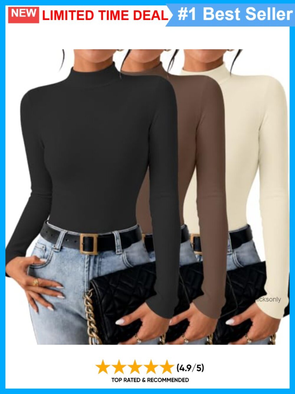 Mock Turtleneck Thermal Top Long Sleeve Fleece Lined Base Layer